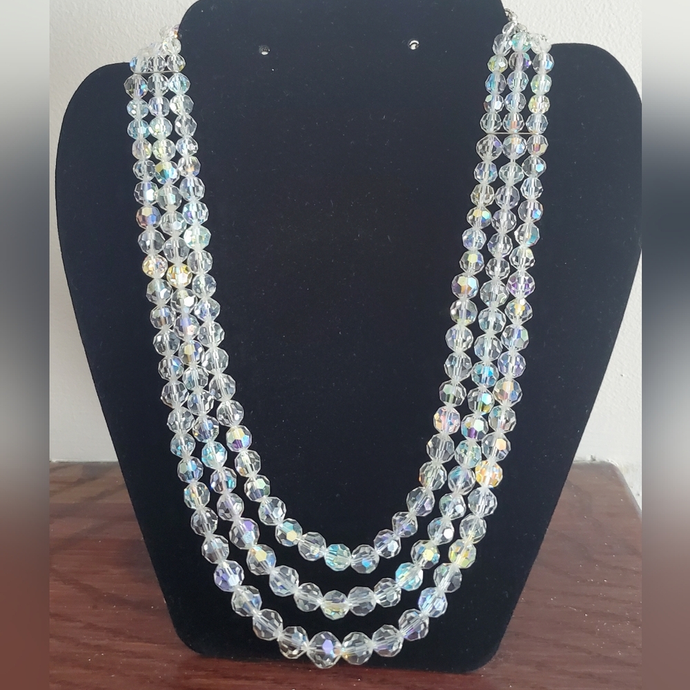 "Aurora Borealis" Crystal Necklace 3 Strand